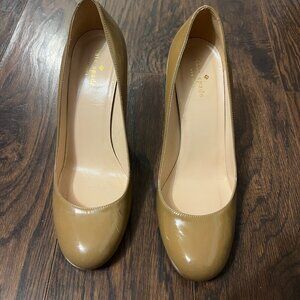 Kate Spade Caramel Heels - Rounded Square Toe, Size 10